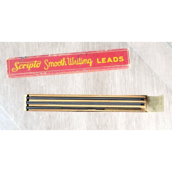 Vintage Scripto Smooth Writing Pencil Lead Box ~ 8 Leads ~ Wood Insert ~ HB 131 - Picture 1 of 11